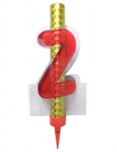 Fontaine lumineuse numéro 2 rouge 12 cm pour gâteau d'anniversaire