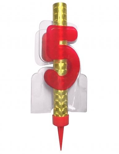 Fontaine lumineuse numéro 5 rouge 12 cm pour gâteau