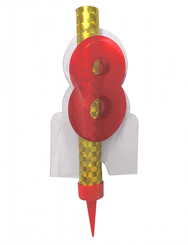 Fontaine lumineuse numéro 8 rouge 12 cm pour gâteau d'anniversaire