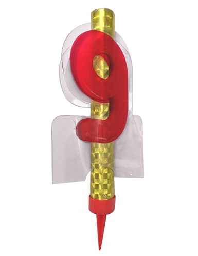 Fontaine lumineuse numéro 9 rouge 12 cm pour gâteau