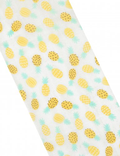 Chemin de table intissé ananas blanc et jaune 15 cm x 5 m