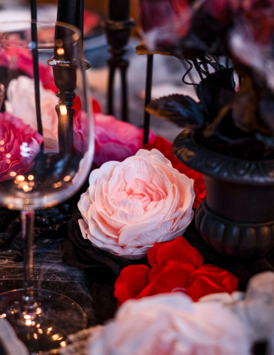 Décoration de table rose ancienne 12 cm fleur artificielle