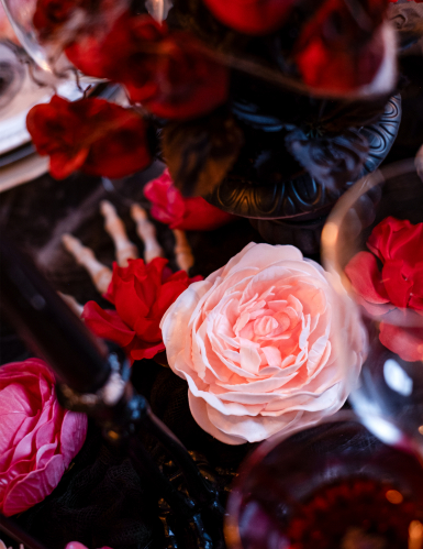 Décoration de table rose ancienne 12 cm fleur artificielle