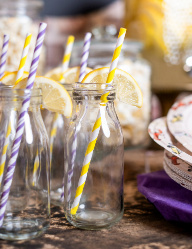 10 pailles en carton rayées jaunes 19,5 cm pour cocktails