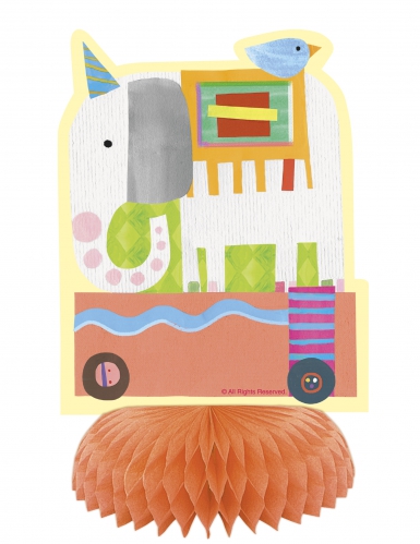 3 centres de table en papier petit cirque orange éléphant