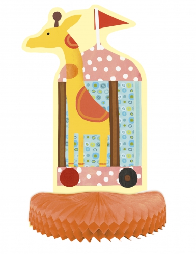 3 centres de table en papier petit cirque orange éléphant