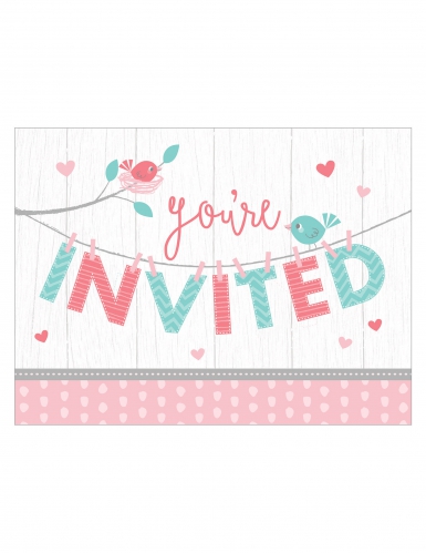 8 Cartons d'invitation hello baby 11 x 12 cm pour baby shower
