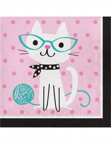 16 serviettes en papier chats roses 33 x 33 cm anniversaire chaton mignon
