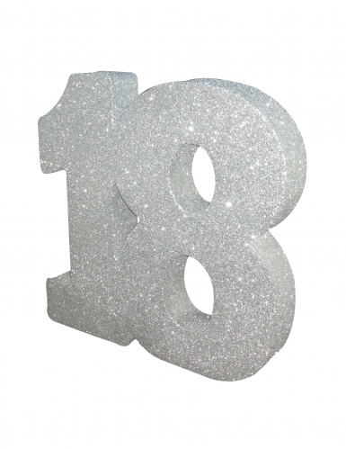 Décoration de table 18 ans argent pailleté 20 x 20 cm pour anniversaire