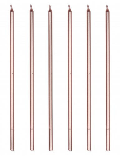 16 bougies géantes rose gold 18 cm avec bobèches pour gâteau
