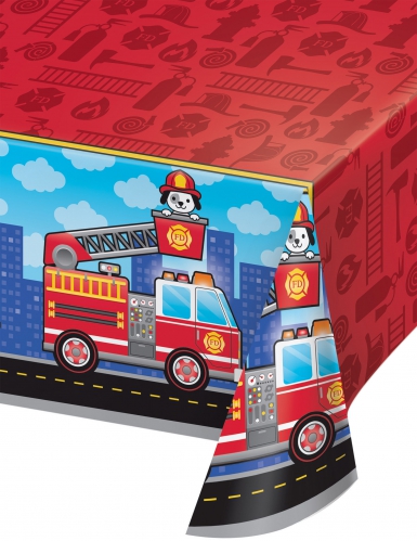 Nappe en plastique camion de pompier 137 x 259 cm pour anniversaire