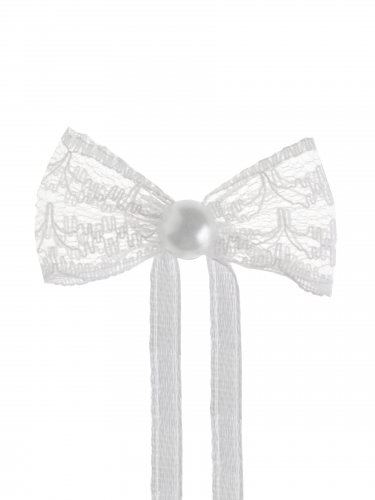 10 mini nœuds en dentelle 4 cm blancs avec perle