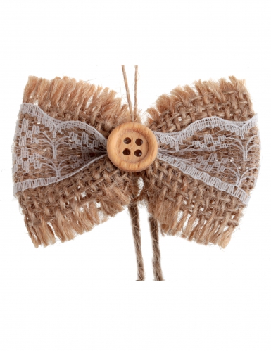 6 mini nœuds en jute et dentelle 5 cm décoration champêtre