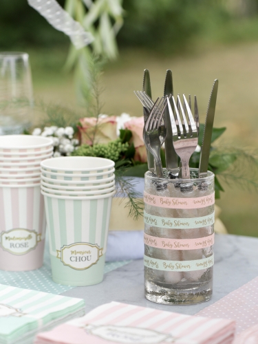 Ruban en coton adhésif baby shower rose à pois 3 m