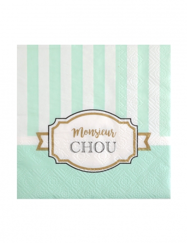 20 petites serviettes en papier baby shower menthe monsieur chou