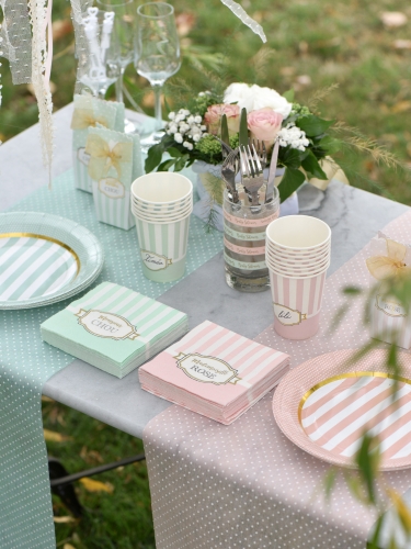 20 petites serviettes en papier baby shower menthe monsieur chou