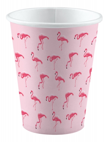 8 gobelets en carton flamingo paradise 250 ml thème hawaï