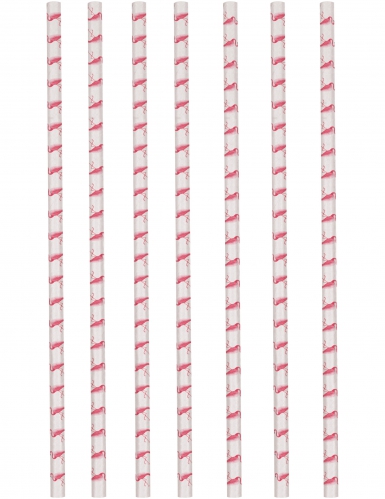 12 pailles en carton flamingo paradise 19,5 cm flamants roses