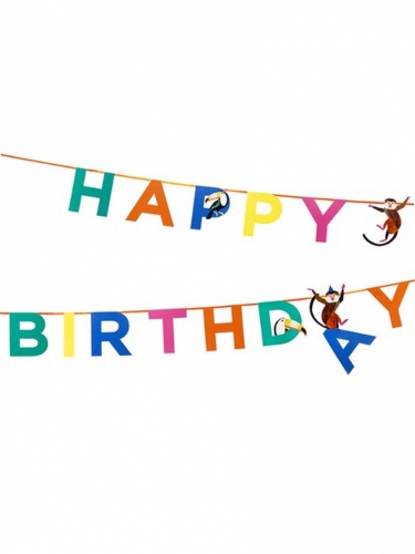 Guirlande en carton party animal happy birthday jungle 3,5 m
