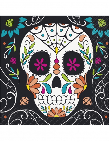 20 serviettes en papier tête de mort day of the dead 33 x 33 cm décorées