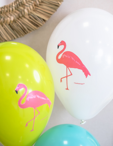 6 ballons en latex flamingo paradise 28 cm déco anniversaire