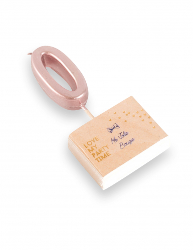 Bougie d'anniversaire chiffre 0 rose gold 4,3 cm effet métallisé