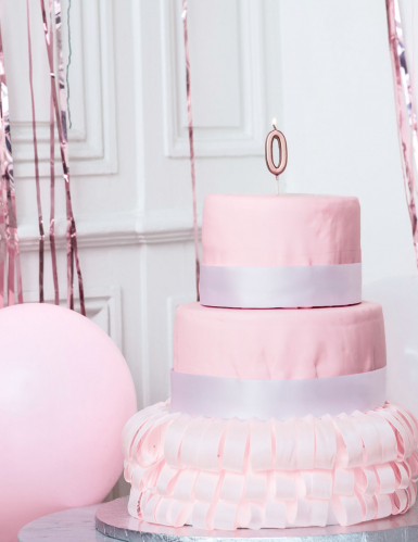 Bougie d'anniversaire chiffre 0 rose gold 4,3 cm effet métallisé