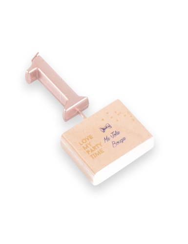Bougie d'anniversaire chiffre 1 rose gold 4,3 cm avec pic