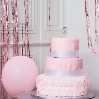 Bougie d'anniversaire chiffre 2 rose gold 4,3 cm avec pic