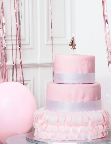 Bougie d'anniversaire chiffre 4 rose gold 4,3 cm avec pic