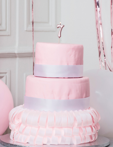 Bougie d'anniversaire chiffre 7 rose gold 4,3 cm métallisée