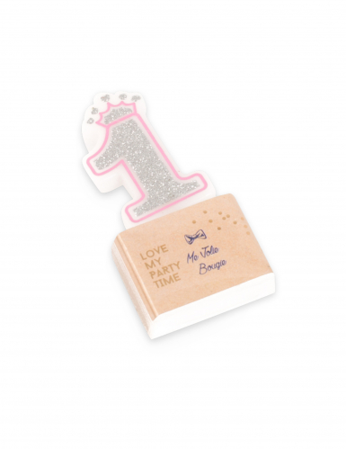 Bougie d'anniversaire chiffre 1 princesse 5,8 cm pailletée
