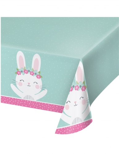 Nappe en plastique petit lapin menthe 137 x 259 cm pour anniversaire
