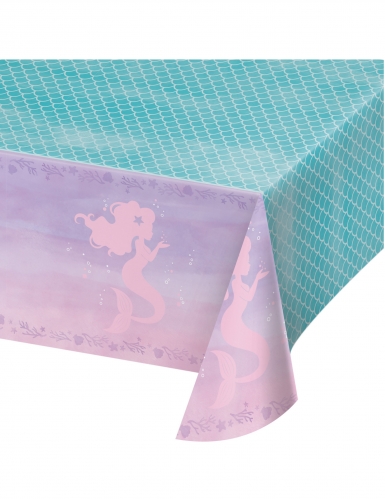 Nappe en plastique sirène iridescente 137 x 259 cm pour anniversaire