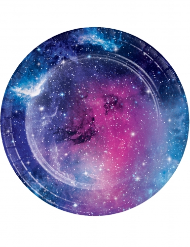 8 petites assiettes en carton galaxy et étoiles 18 cm