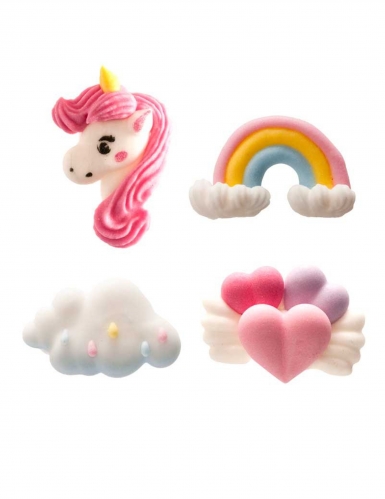 8 mini figurines en sucre licorne 14 g déco gâteau