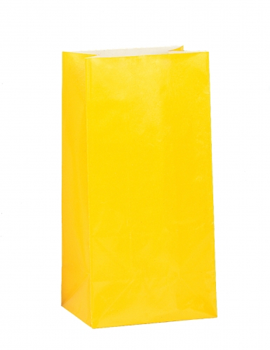 12 sacs à cadeaux en papier jaune 25 x 9 cm pour anniversaire