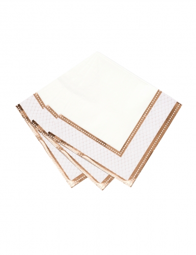 16 serviettes en papier porcelaine rose gold 33 x 33 cm aux motifs baroques