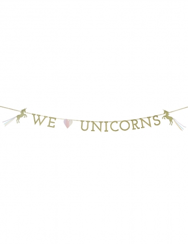 Guirlande en carton we love unicorns 3 m dorée anniversaire