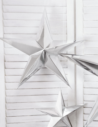 Décoration à suspendre étoile argentée en carton 30 cm chic pour Noël