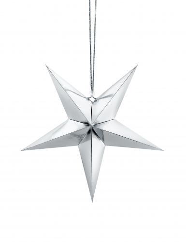 Décoration à suspendre étoile argentée en carton 30 cm chic pour Noël