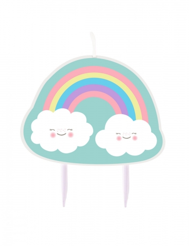 Bougie d'anniversaire petit nuage arc-en-ciel