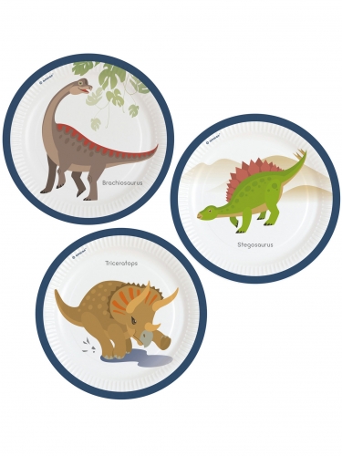 8 assiettes en carton grands dinosaures 23 cm anniversaire