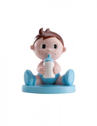 Figurine en résine garçon biberon 10 cm pour baby shower