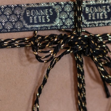 Bobine baker twine cordelette noir et or 4 mm x 50 m pour fêtes