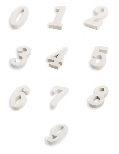 Chiffre en bois naturel blanc 5 cm pour mariage et anniversaire