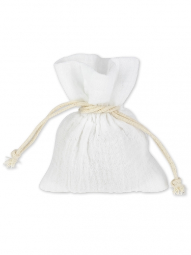 4 pochons mousseline de coton blanc 8 x 10 cm avec cordon