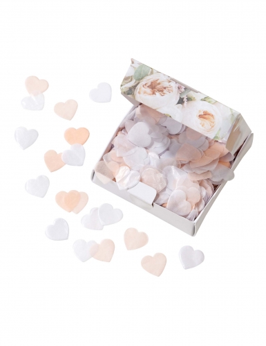 Confettis cœurs roses pastel et blancs 20 g biodégradables
