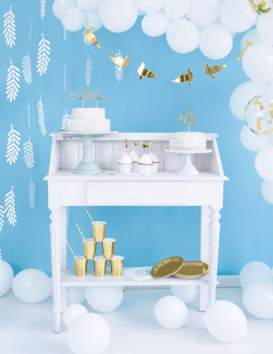 6 habillages à cupcakes en papier blancs et dorés pour mariage