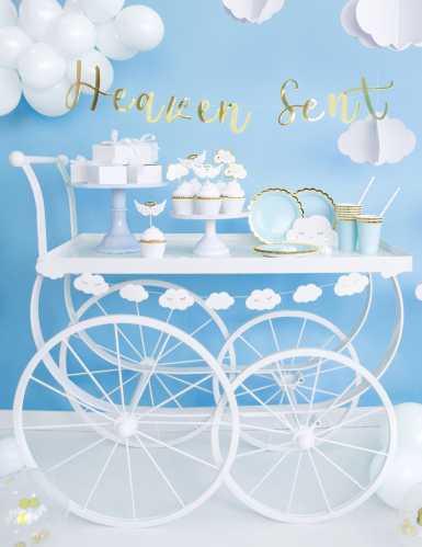 6 habillages à cupcakes en papier blancs et dorés pour mariage